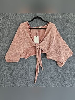 Pull&Bear Dusty Pink Tie-Front Cropped Top